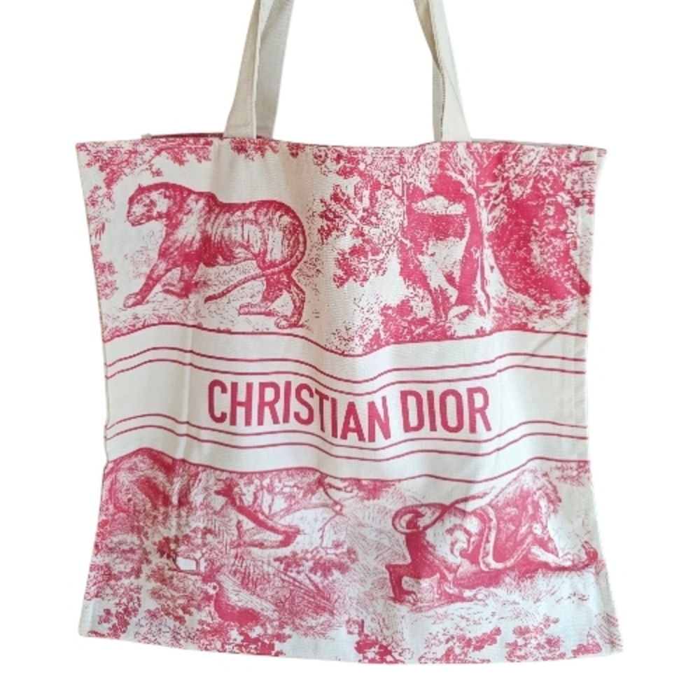 Dior Dioriviera Deep Red Cotton Linen Tote NEW